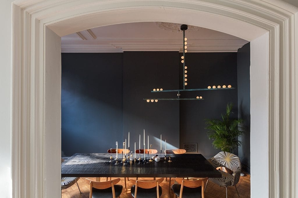 In verdigis with handblown white glass