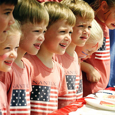 Kids eating watermelon on July 4