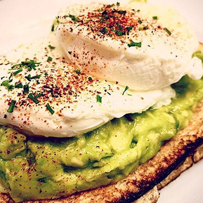 Avocado toast with poached egg at Island Kitchen