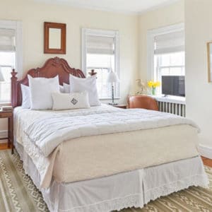 A bedroom at the Sherburne Inn, Nantucket