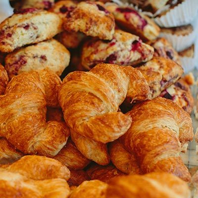 Amie Bakery display of croissants and scones
