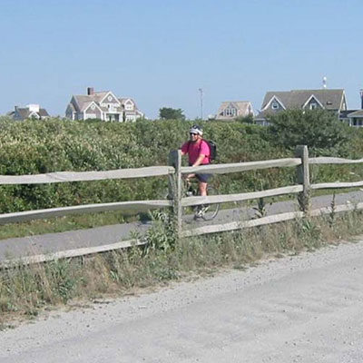 Person riding a bike on nantucket