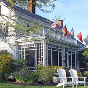 Captain David Kelley House front porch with Adirondack chairs