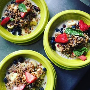 Spoon and Seed breakfast bowls with fresh fruit