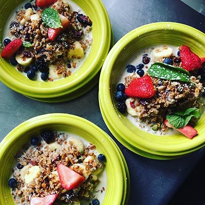Spoon and Seed breakfast bowls with fresh fruit