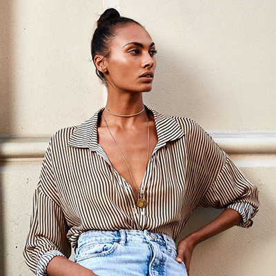 Model wearing women's clothing from Story.
