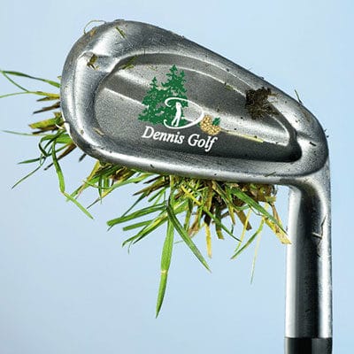 golf club with dennis golf logo and grass on it