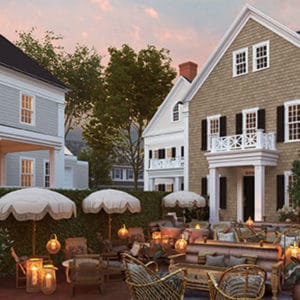 Outdoor seating and candles at faraway nantucket