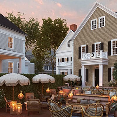 Outdoor seating and candles at faraway nantucket