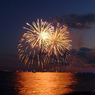 fireworks over water