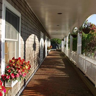 Porch and flowers at nantucket inn