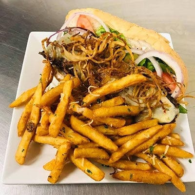 sandwich and fries